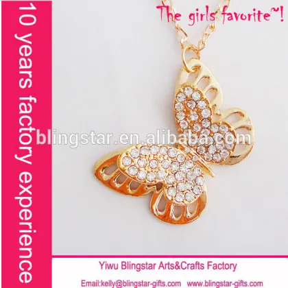 fashion crystal butterfly necklace