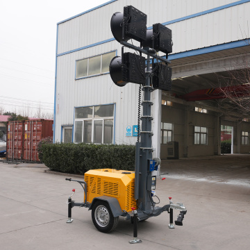 Trailer 7M Portable Light Tower Hydraulic Lift Emergency Diesel Powered Genset White Emitting LED Lamp Light Tower