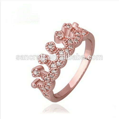 Top Wholesale Rose Gold Inlay Zircon Wedding Crown Ring,Charm Gold Rings For Women With Best Price