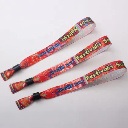 Plastic Festival Event Custom Knit Fabric Wristbands