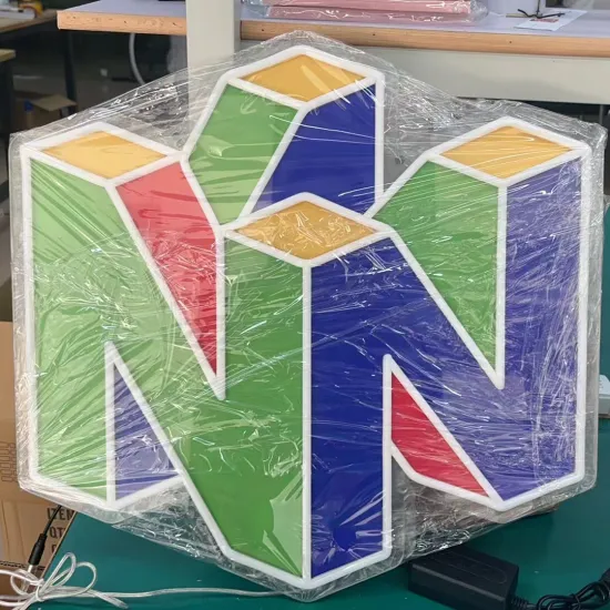 Nintendo Neon Sign 12.2in - UV Printed 64 Logo Wall Decor Night Light