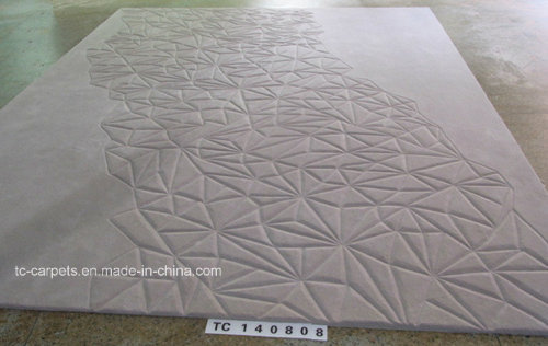 Carved Design Hand Tufted Wool Carpet