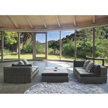 Outdoor rattan sofa sets, hotel/garden/patio/club use, aluminum frame, UV-resistant