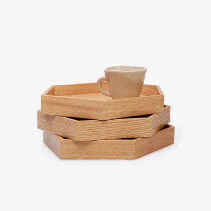 Irene Hexagon Wood Tray
