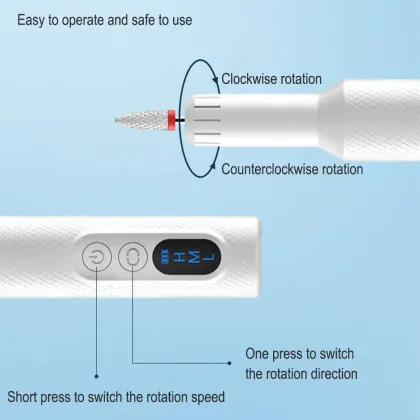 High Speed 18000rpm Professional Electric Nail Drill Machine with USB Charging