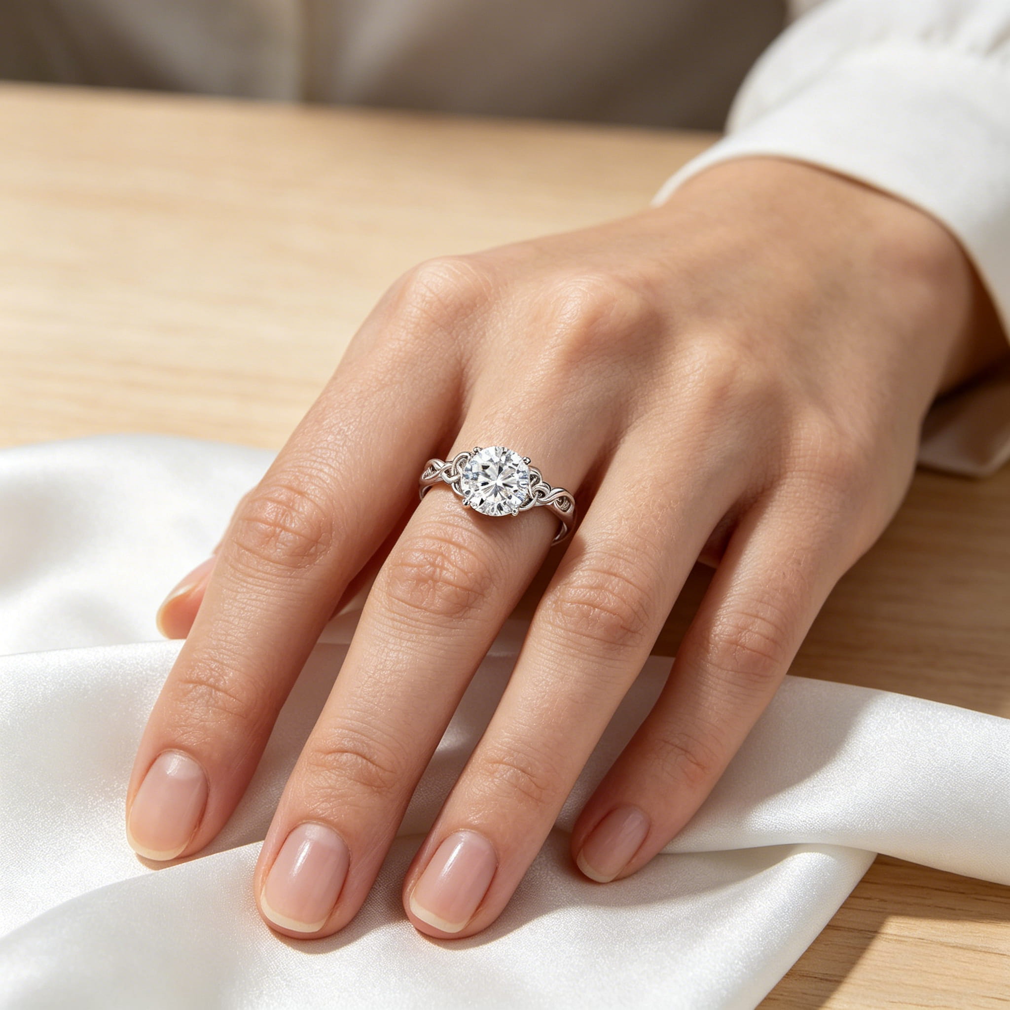 Classic 18K Yellow Gold Round Brilliant Lab Grown Diamond Engagement Ring 4-Prong Setting