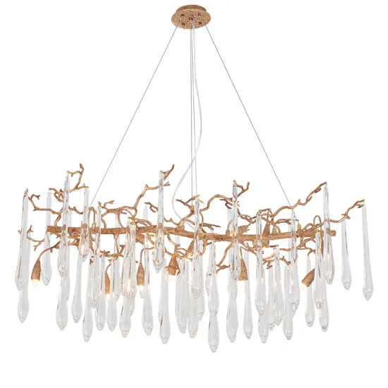 Custom Tree Branch Copper Crystal Chandelier for Kitchen and Living Room