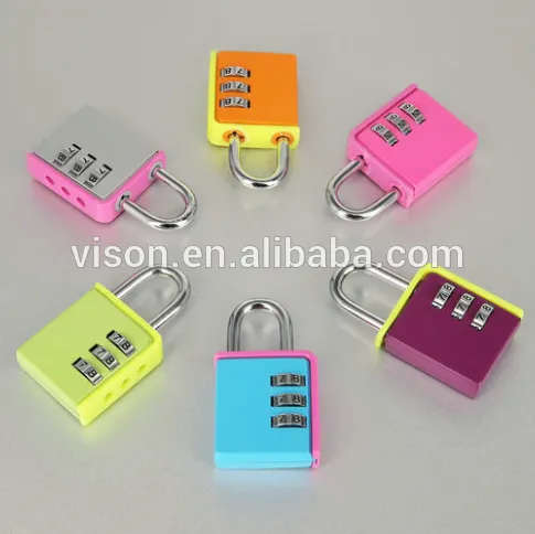 Colorful travel combination lock 3-dial cute mini luggage lock