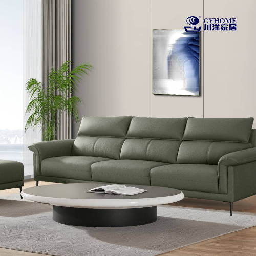 Grünes Ledersofa für stilvolles Wohnzimmer