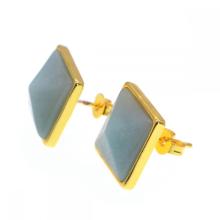 Natural Craved Pyramid Aventurine Stud Earrings