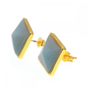 Natural Craved Pyramid Aventurine Stud Pendientes