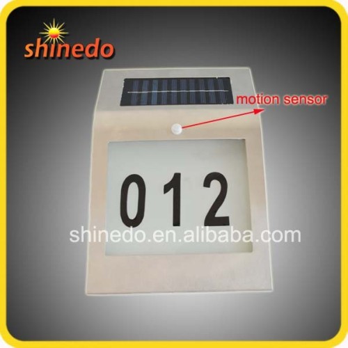 Powerful 4 led Stainless steel solar house number light with motion sensor