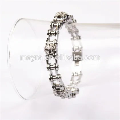 mens Motorcycle Chain Stainless Steel Biker Skull Bracelet