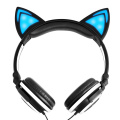 Vikbara Cute Cat ear-hörlurar med LED-öron