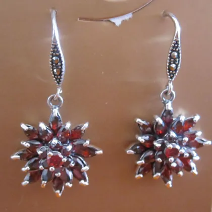 Thai silver garnet and marcasite earrings
