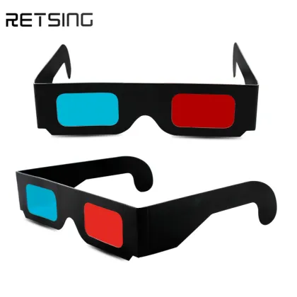 Custom Printed 3D Paper Glasses - Red Cyan, Disposable Cardboard Cinema Style