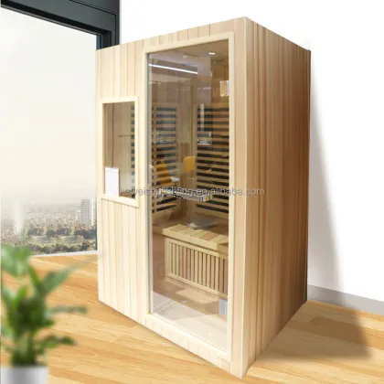 2-Person Indoor Wooden Sauna Room with Harvia Sauna Heater: Far Infrared Dry & Wet Steam Experience