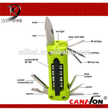 multi function floding knife with led light, laser light, screwdriver and opener