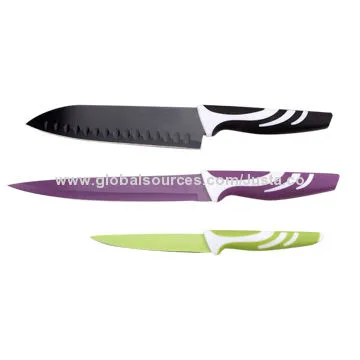 3 Pieces Non-stick Coating Santoku Kitchen Knife Set