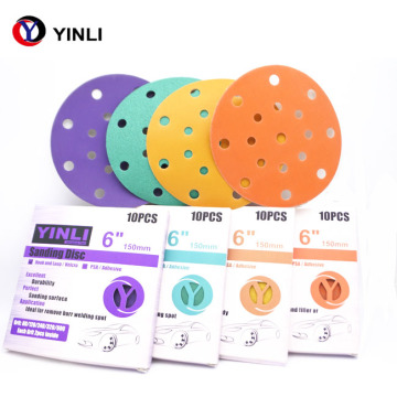 6 Inch 10 Pcs Various Grain Abrasive Wet and Dry Sandpaper Set for Auto Polishing