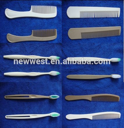 starch and straw based hotel amenity comb and toothbrush