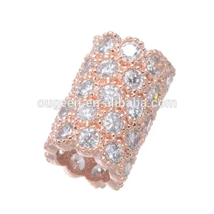 hot sale platinum colour diamond cz micro pave bead brass metal loose beads for snake bracelet