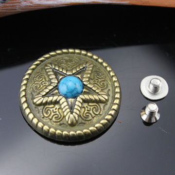 Star Shape Conchos, Decorative Flower Metal Alloy Rhinestone Turquoise Coin Buttons - Latest Arrival