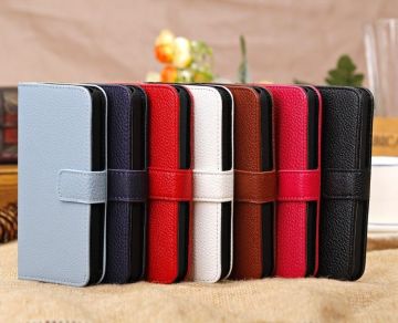 Lychee Folio Leather Iphone 5c Protective Cases For Pouch Wallet Purse Credit Card