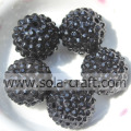 Hot Sale 18 * 20MM résine acrylique strass perles rondes couleur noire