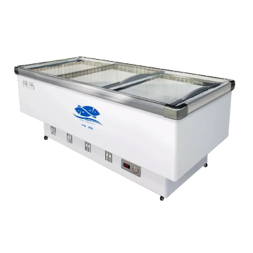 220V Commercial Freezer Refrigerator Open Glass Door Supermarket Island Chiller