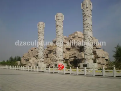 outdoor stone dragon columns for sale