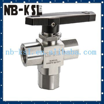 three way female ball valve for gas