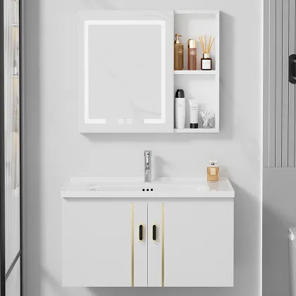 Modern PVC Bathroom Cabinet Combination with Wash Basin for Hotels