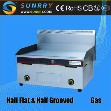 Commercial gas grill griddle with half falt and half grooved griddle pan (SY-GR550D SUNRRY)