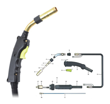 400 Amp BTB .045 Air Cooled MIG Gun with 15' Cable B Series Handle