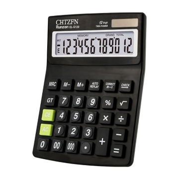 Large Display Solar Battery Dual-Power Calculator with Big Buttons and 12-Digit LCD