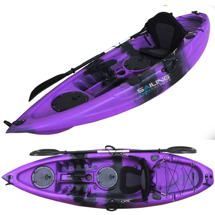 Wholesale 1-Person Plastic PE Fishing Kayak for Lake, River, and Ocean with Rod Holders and Paddle