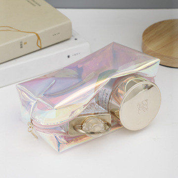 Wholesale Large Capacity PVC Transparent Colorful Makeup Bag with Zipper