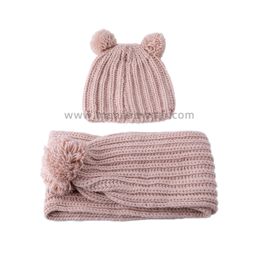 Warm Double Pom Pom Beanie & Scarf Set