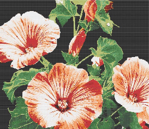 Handmade Glass Mosaic Tiles Morning Glory Art Mural