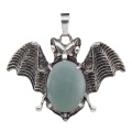 Amazonalite 13X18mm Cabs Antique Silver Alloy Antique Silver Alloy Bat Pendant Necklace 45cm Black Cord