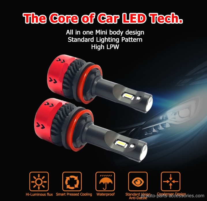 Mini -typowe cebulki reflektorów samochodów LED o wysokiej jasności