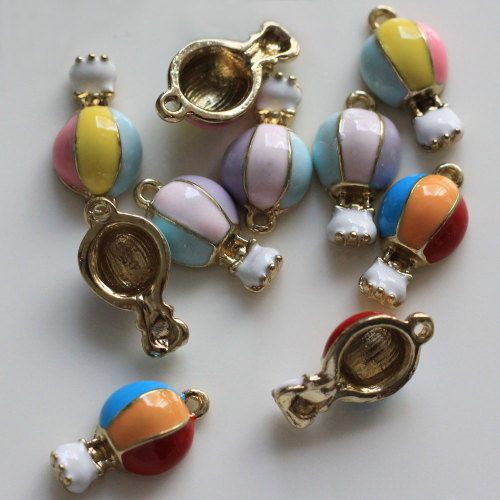 100pcs/lot Colorful Alloy Hot Air Balloon Alloy Enamel Charms Metallic Pendants DIY Bracelet Earring Jewelry Making Accessories