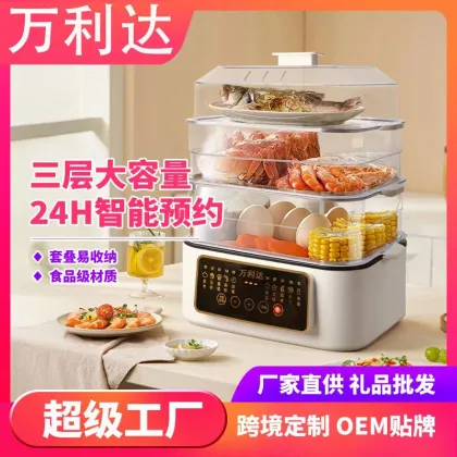 Latest 3-Layer Stainless Steel Multi-Function Electric Steamer with Hot Pot