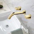 Double handle double control wall mounted basin faucet