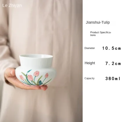 Hand-Painted Tulip Jianshui Ceramic Kung Fu Tea Set