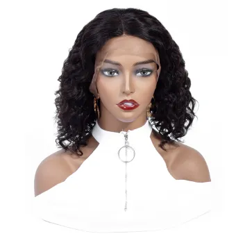 Wholesale Price Peruvian Human Hair Extension Bob Wig Frontal Swiss Lace Deep Curly Wave Bob Wig Lace Front For Women