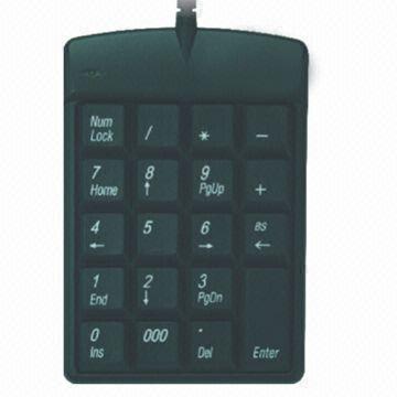 Mini USB Numeric Keyboard with 5mA Current, Outer Shell Made of Plastic