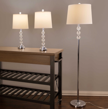 3pcs tavolo e lampade da pavimento impostati in Chrome