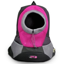 Mochila pequeña para mascotas de PVC y malla rosa